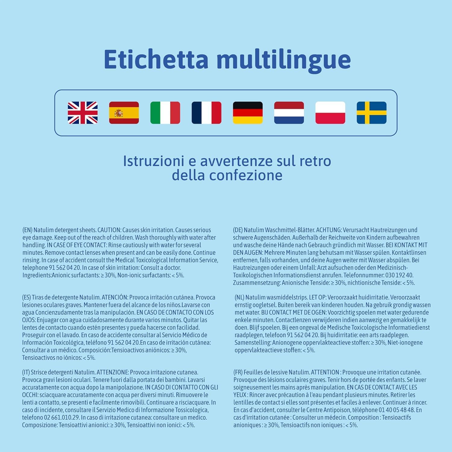 Natulim - Detersivo in Strisce per Lavatrice (360 lavaggi) - Include Effetto Morbidi, Ecologico, Anallergico, Zero Waste, Made in EU - Set Pulito Senza Sporcare il Pianeta (Senza Fragranza)
