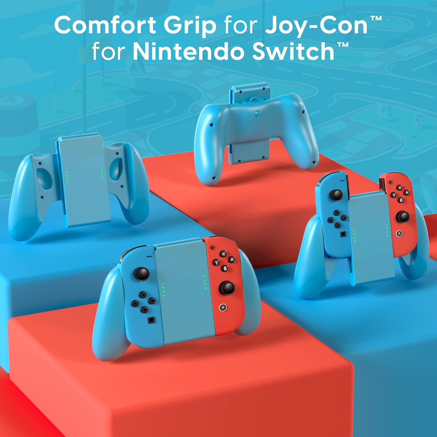 TALK WORKS Joycon Comfort Grip for Nintendo Switch - Joy-Con Controller Game Accessories Handheld Joystick Remote Control Holder Joy Con Kit - Blue : Video Games