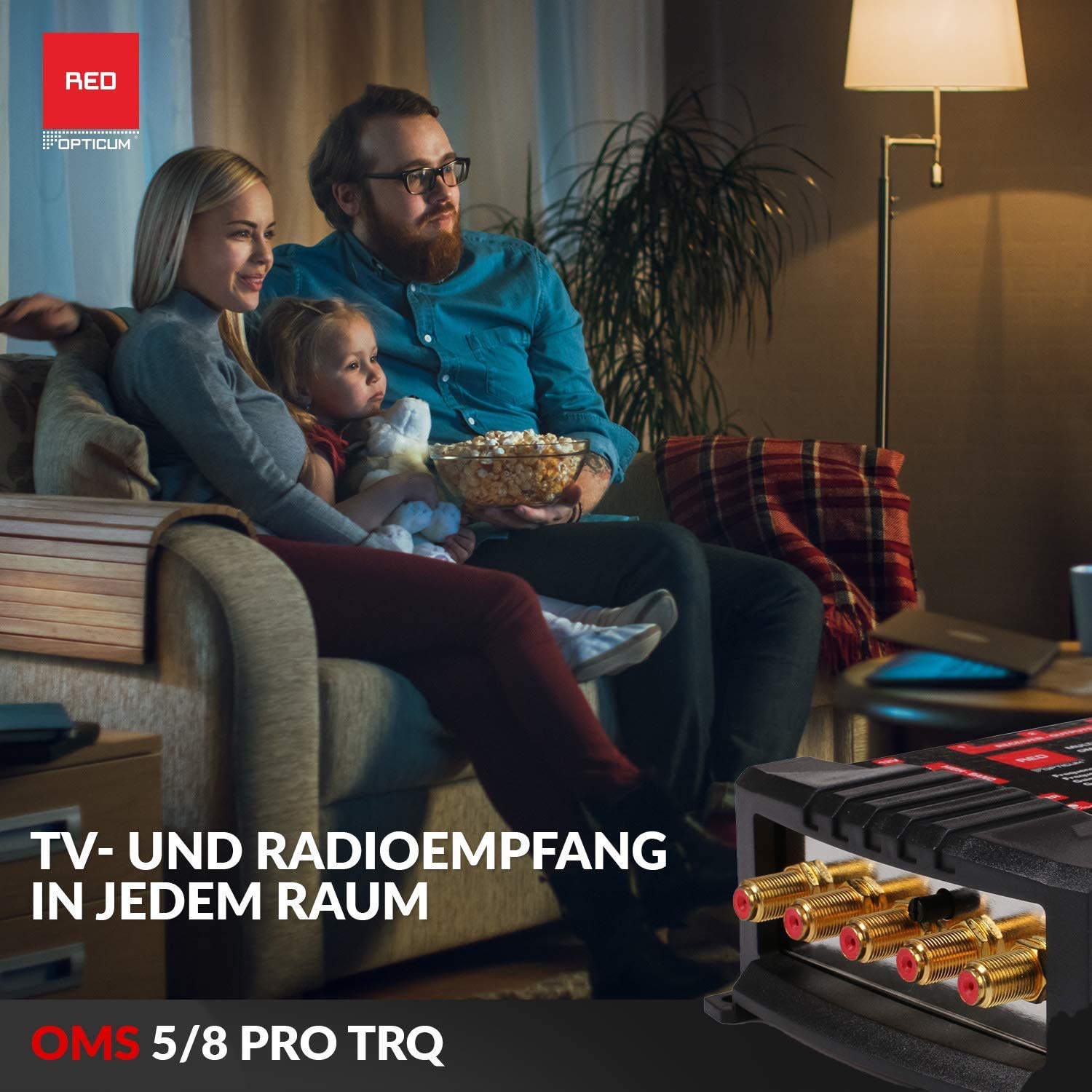 RED OPTICUM OMS 5/8 Pro TRQ Multiswitch pour recevoir Une Position Satellite jusqu'à 8 participants/Contacts plaqués Or/4K, 3D, UHD adapté/Quattro et Quad LNB adaptés 2084