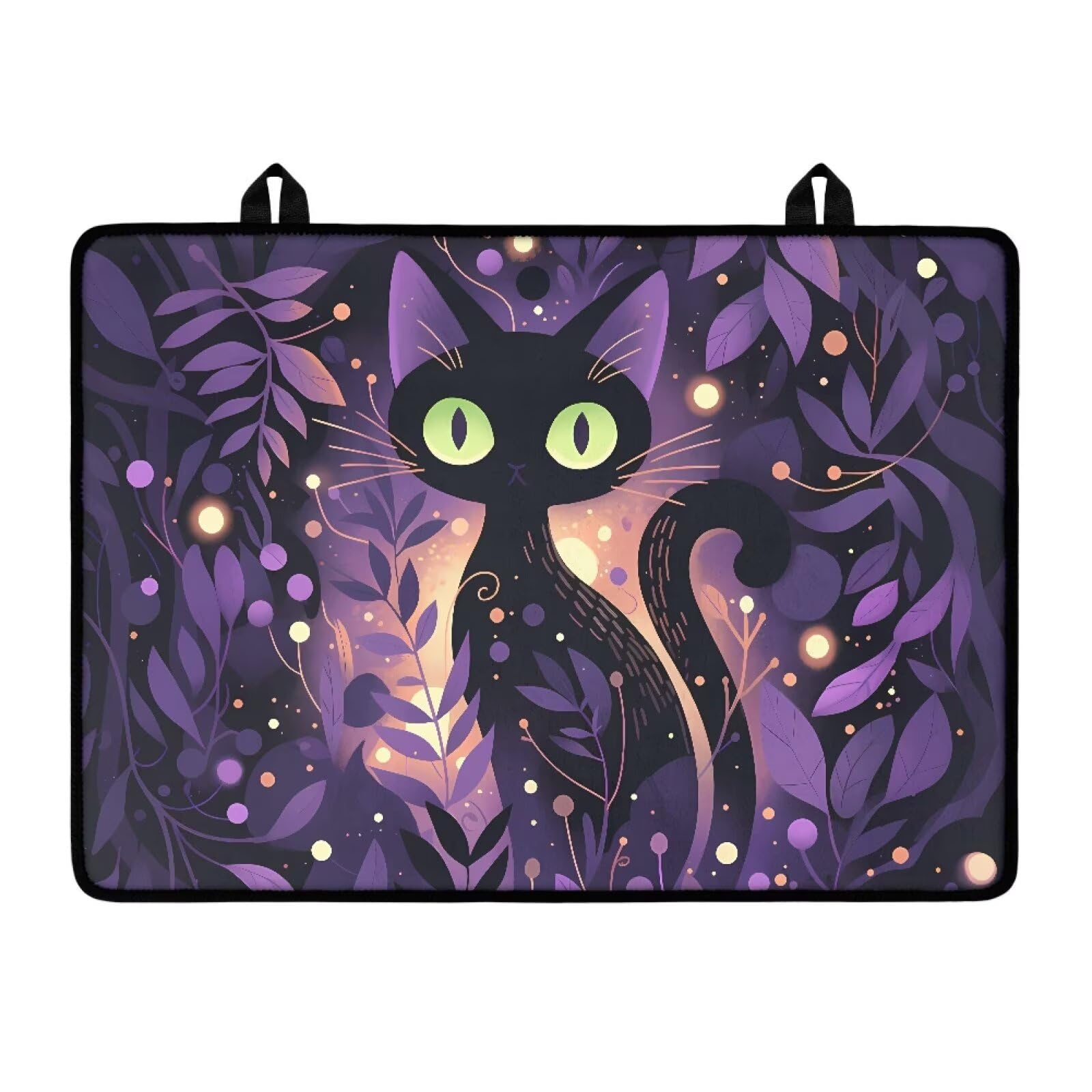 Black Cat Purple Leaf Stove Top Covers for Gas Burners Electric Stove Protector Mat Anti Scalding Flat Range Stovetop Protector Halloweeen Kitchen Decoration 30x21 Inch