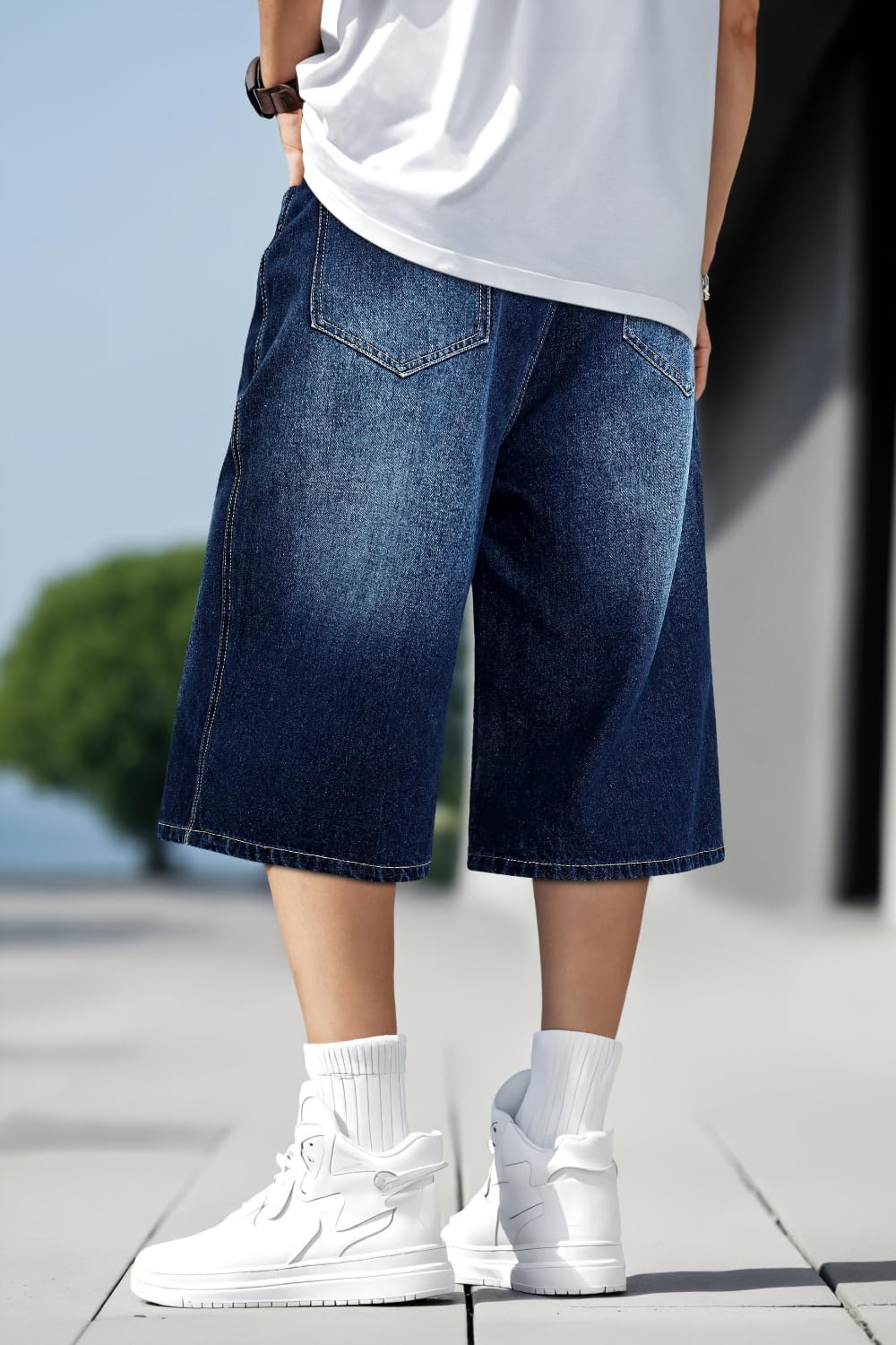 Men Baggy Jorts Y2k Streetwear Loose Fit Hip Hop Skateboard Denim Shorts - Image 3