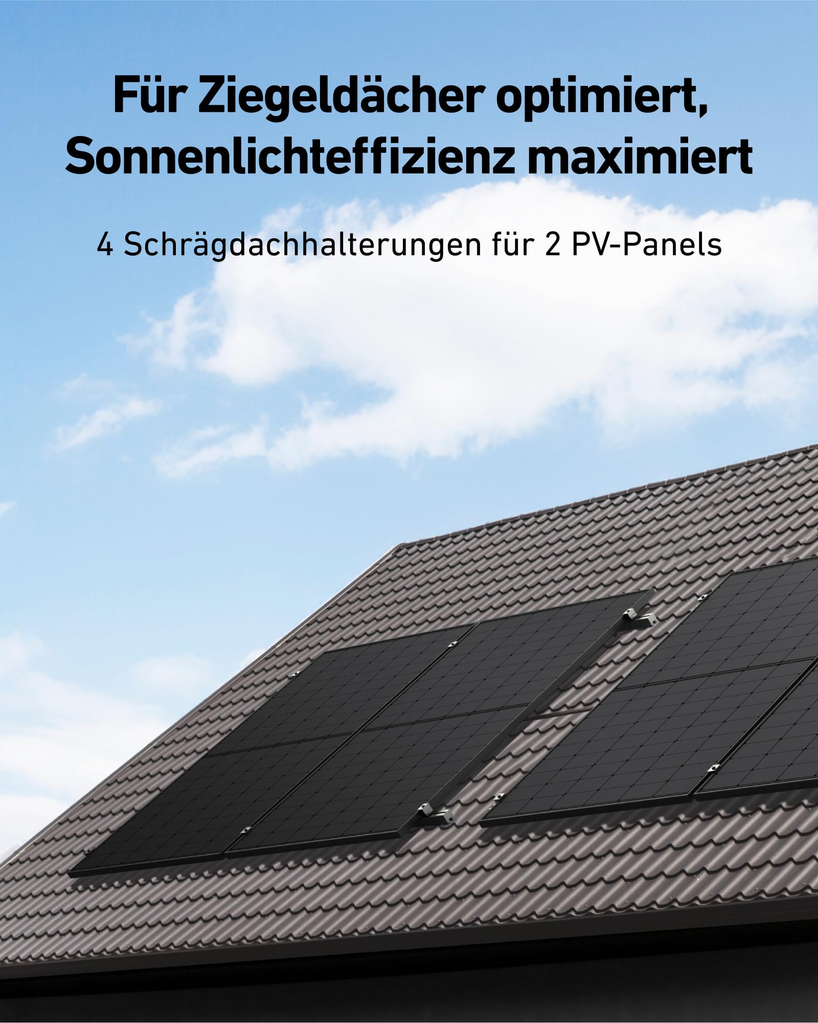 Anker SOLIX Schrägdachhalterungen, 2-Panel, Ziegeldach, Aluminiumlegierung, wetterfest und robust, silberfarben, Solarmodul-Halterung für Balkonkraftwerke