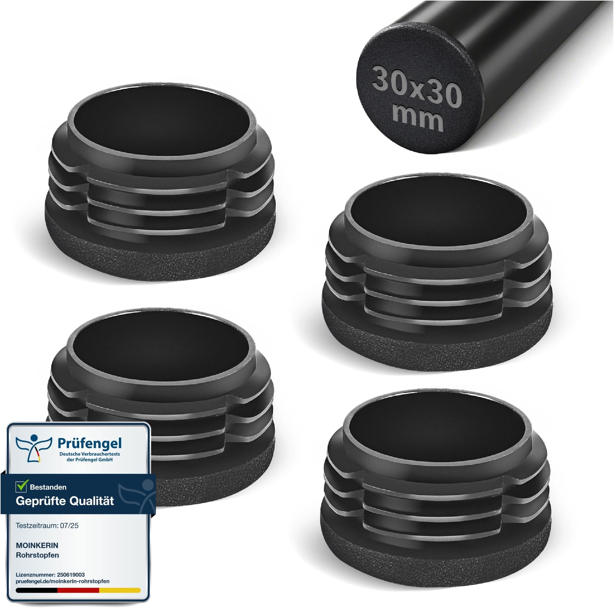 moinkerin Round Plastic End Caps 30mm Plastic Plugs for Metal Tube, Chairs, Tables, Shelves Round End Caps 4 PCS