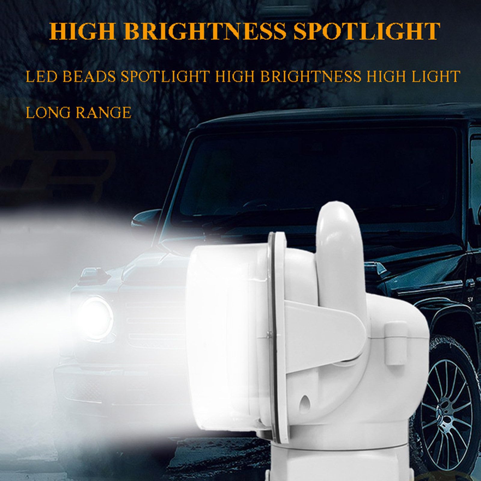 Projecteur LED Haute luminosité/projecteur de Recherche pour Voiture avec télécommande sans Fil, Rotation à 360° 12/24 V, pour véhicules et navires,Black