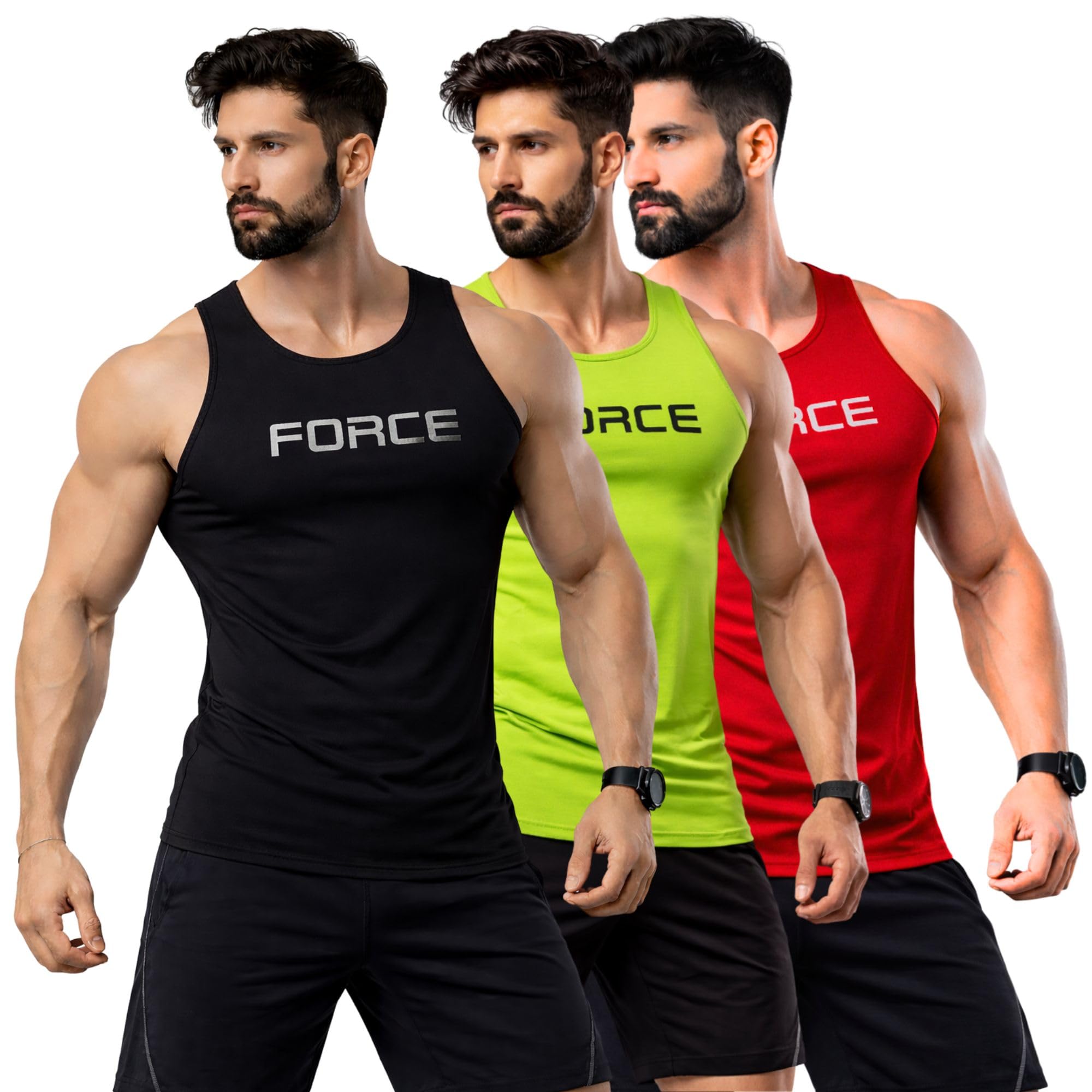3colors 3Colours RGB Men's Active Wear Sleeveless Tank top, Gym Vest, Leisure wear -Force-picture-40