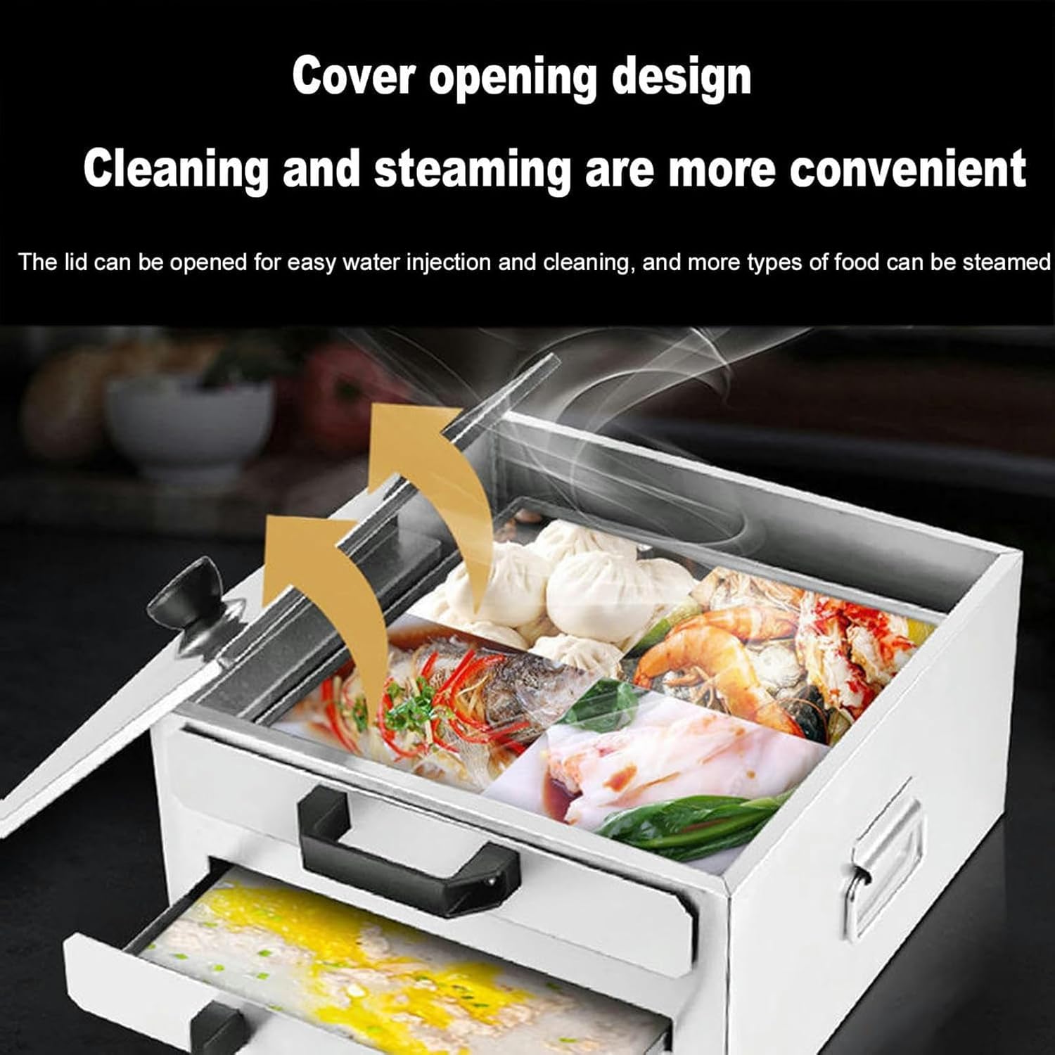 2 Grid Rice Roll Machine Vermicelli Roll,Rice Roll Machine Devices 2 Drawers Multi Use Cookware Durable,for Breakfast Household Drawer