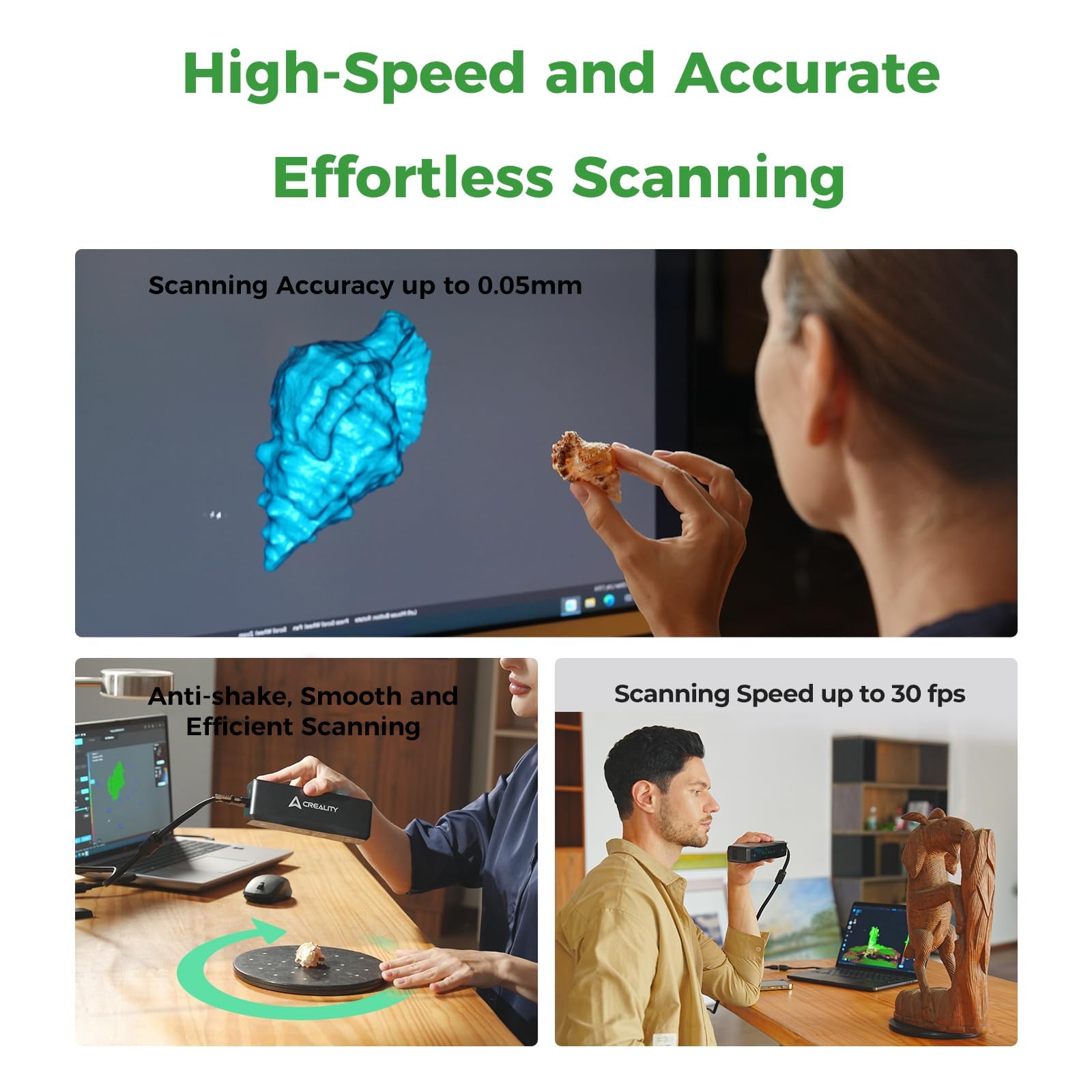 Creality 3D-Scanner Otter Lite Basic mit 0,05 mm Präzision, Vollfarbscan für kleine und mittelgroße Objekte für Windows, Mac, iPhone und Android