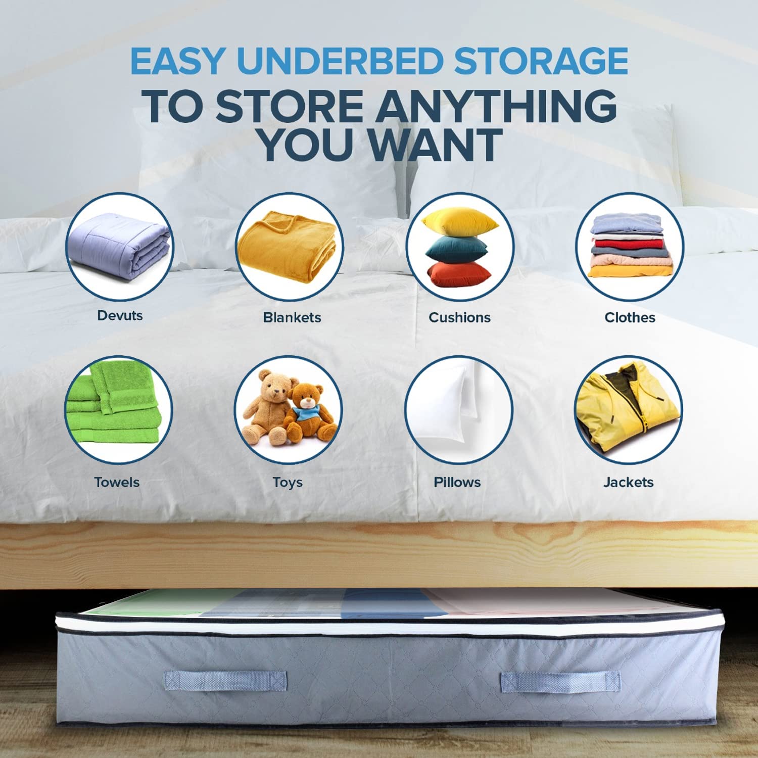 Buy Homicx Under Bed Storage Bag With Zip Pack of 3 Premium NonTear