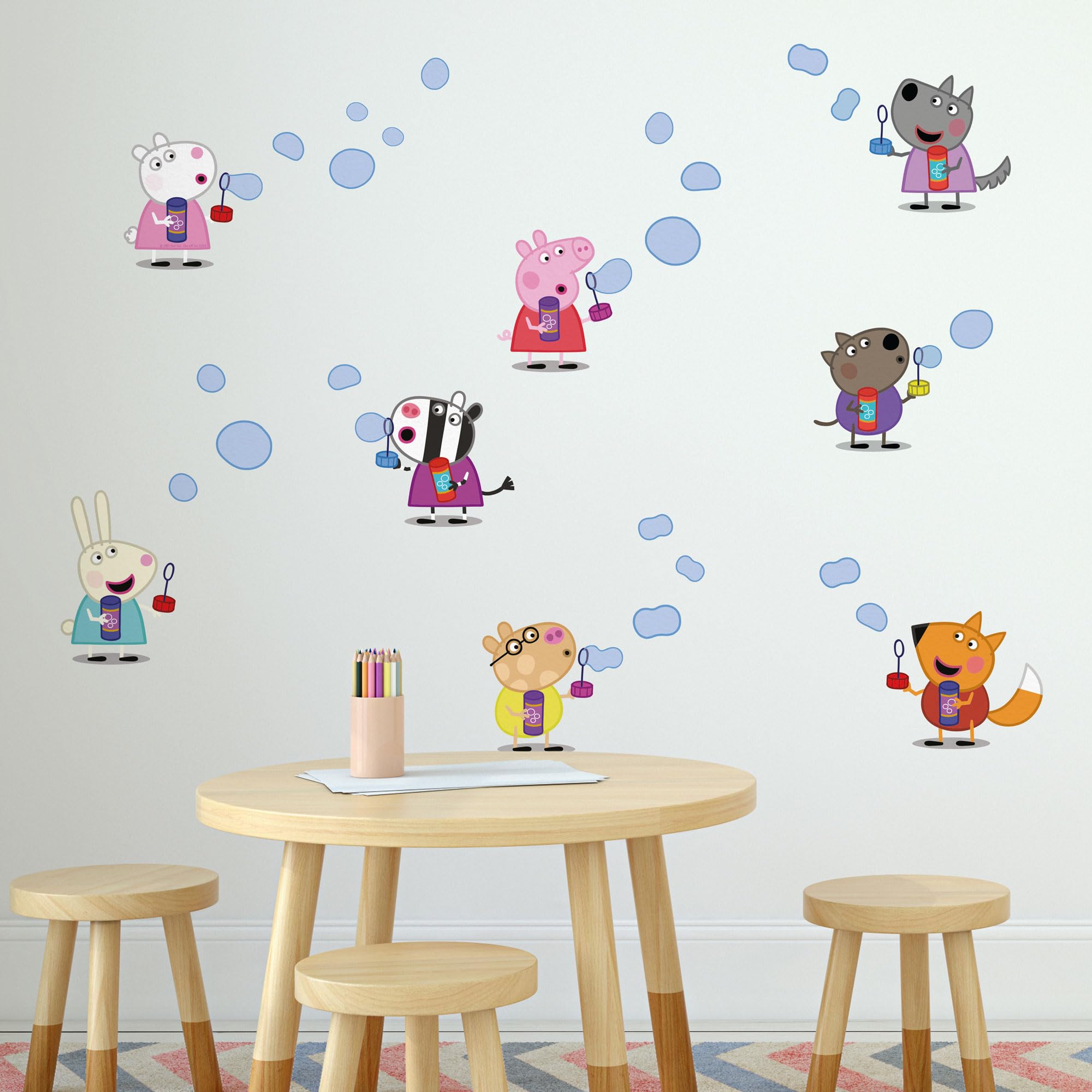 Stickerscape Peppa Blowing Bubbles Peppa & Friends Blowing Bubbles Wall Stickers – Officially Licensed Kids' Room Décor, Easy-To-Apply Wall Decals For Bedrooms, Playrooms & Nurseries