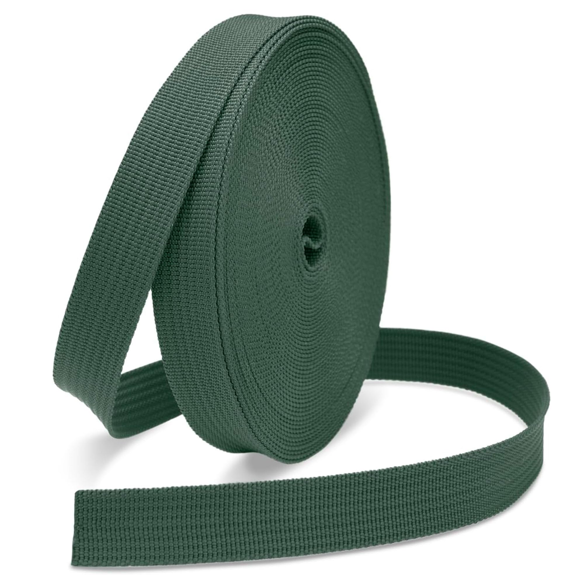 JMZLLRX 1 Inch Polypropylene Webbing Strap, 11m Woven Webbing Straps for Backbag, DIY Crafting, Pet Collar, Outdoor Gear, Dark Green
