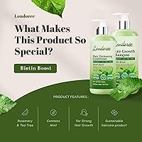 Vista 8 de Juego de champú y acondicionador de romero para el crecimiento del cabello, biotina y aceite de árbol de té, fórmula espesante y fortalecedora