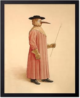 Poster Master Vintage Illustration Poster - Retro Medical Print - Gift for Artist, Friend - Plague Doctor, Physician, Costume, Pandemic - Wall Decor for Home, Office, 16x20 Black Framed