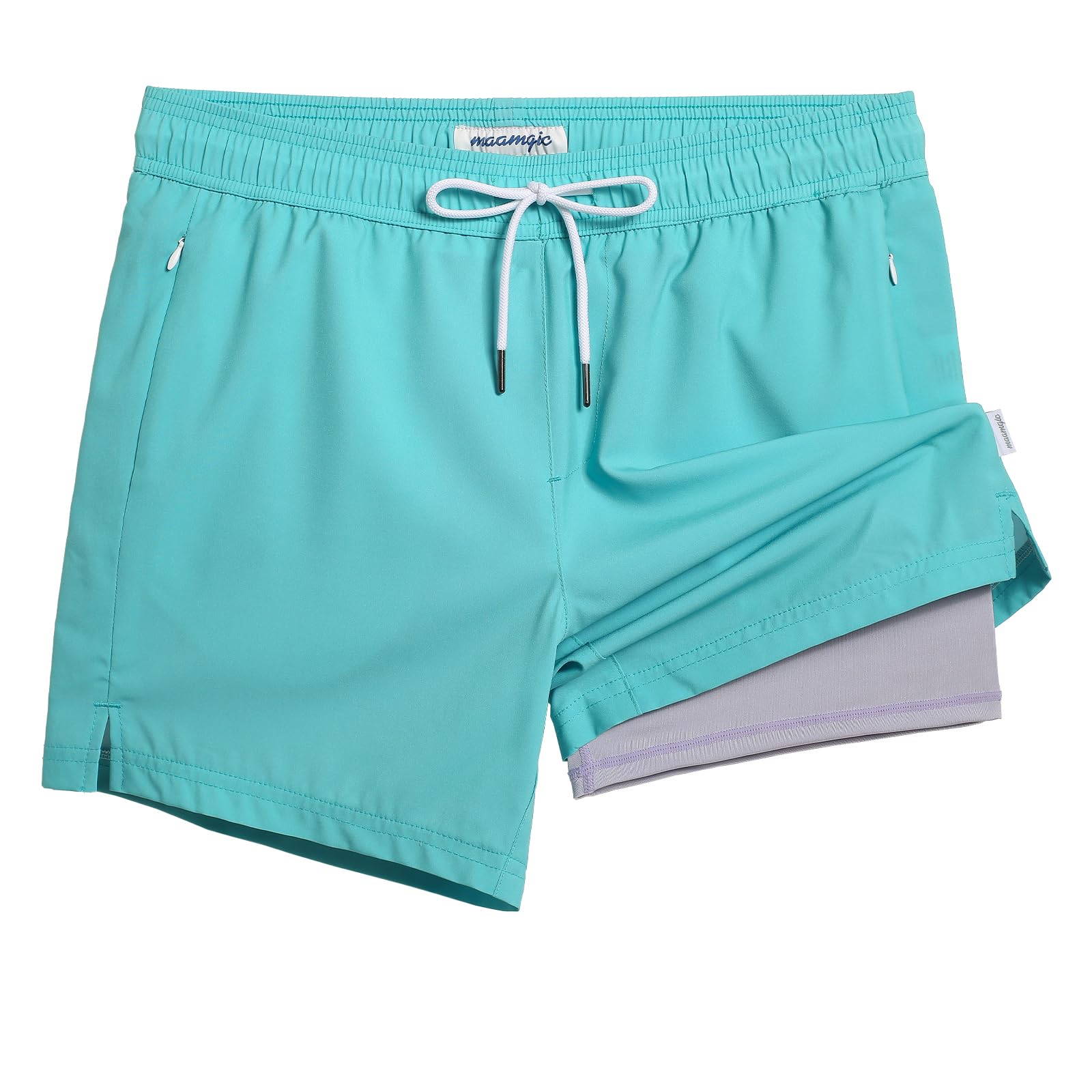 maamgic Mens Swim Trunks with Compression Liner 5 Inch Quick Dry for Beach