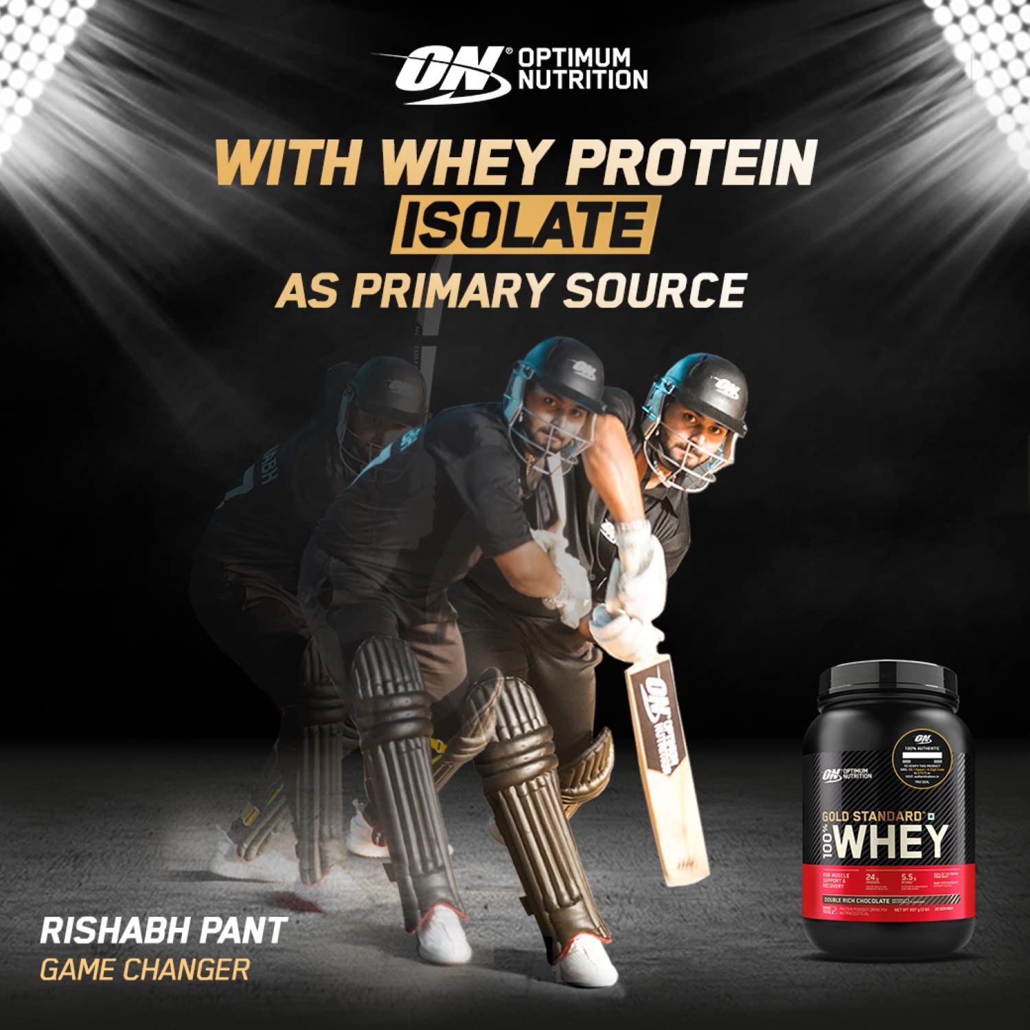 Optimum Nutrition (ON) Gold Standard 100% Whey Protein Powder 1.7 Kg (Double Rich Chocolate), 55 Serves, for Muscle Support & Recovery, Vegetarian - Primary Source Whey Isolate — Amazon image 3