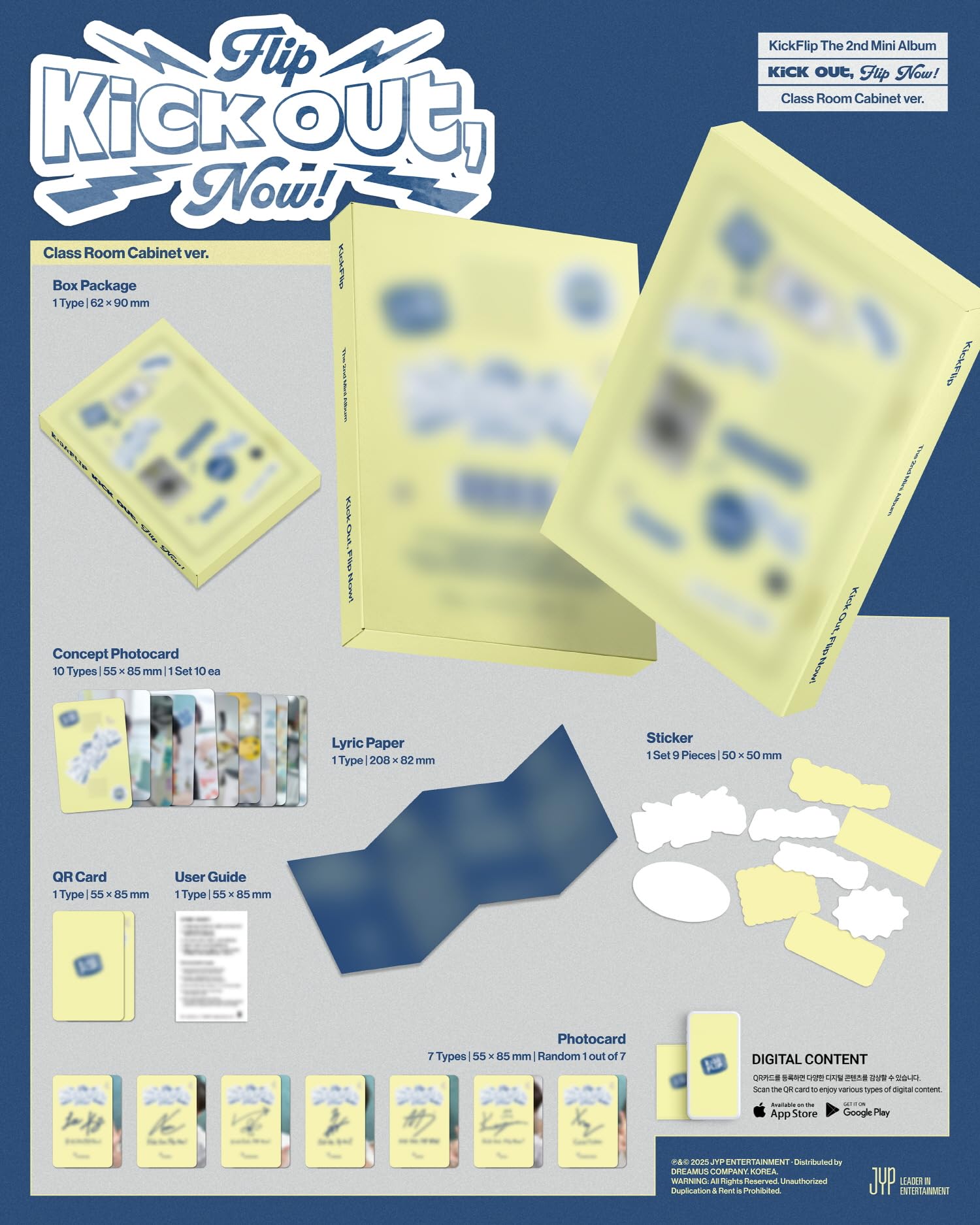 KickFlip Kick Out, Flip Now! 2nd Mini Album Platform Random Version Box Package+Concept PhotoCard+1ea QRcard+1ea User Guide+1p Lyric Paper+9ea Sticker+1p PhotoCard+Tracking Sealed