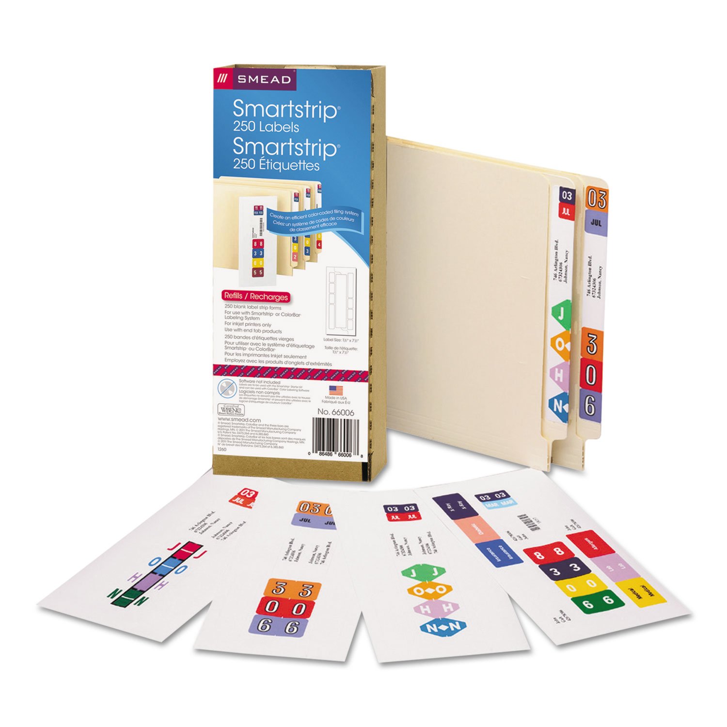 Smead Smartstrip Etiketleri, Dolum Paketi, Uç Sekme Etiketleri, Mürekkep Püskürtmeli Yazıcı (66006)