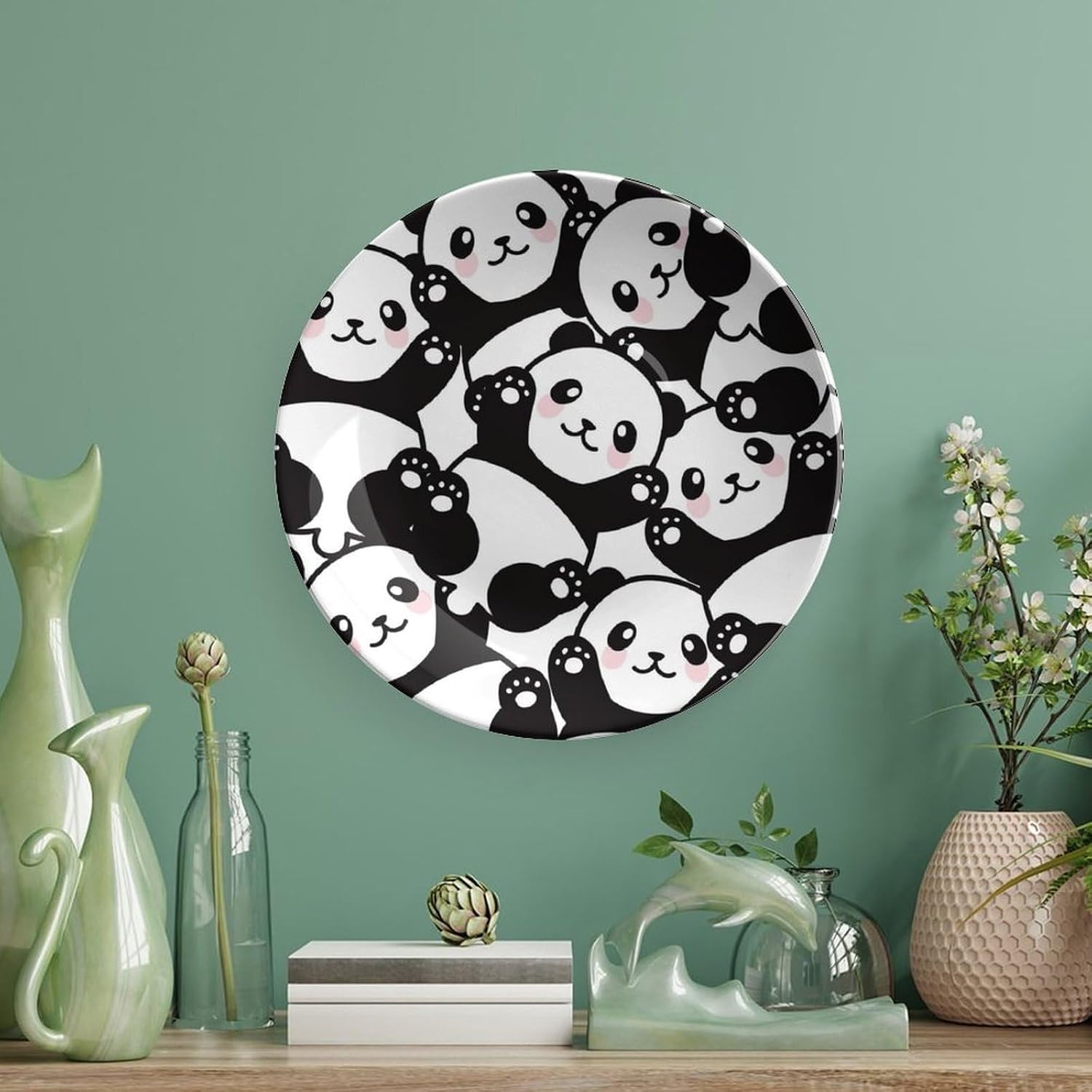 Panda Decorative Plates for Display Chinese Style Decorative Dish with Stand Ceramic Art Porcelain Plate Personalized Bone China Plates Wall Or Table Decor image 5