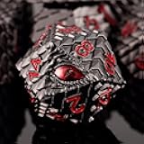 Dragon Eye Metal Dice Set - 7 Pcs Dragon Scale Metallic Dice, Gift Box for Dungeons & Dragons Tabletop Game (Black Dragon Scale & Red Eye)