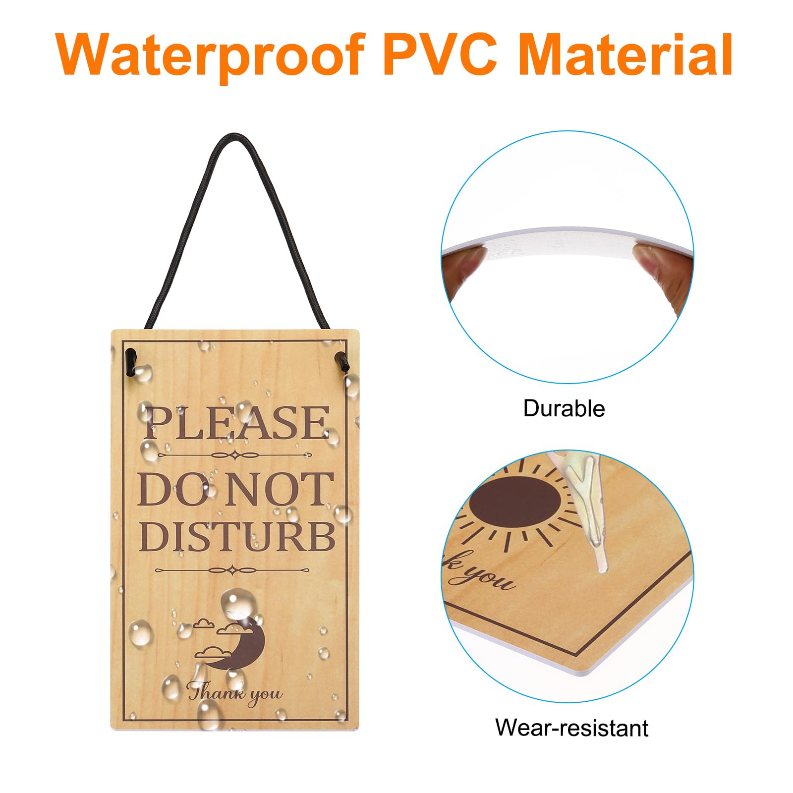 PATIKIL Please Do Not Disturb Door Hanger Sign, PVC Double Sided Welcome Please Knock Door Sign Decor for Office Meeting - Image 3