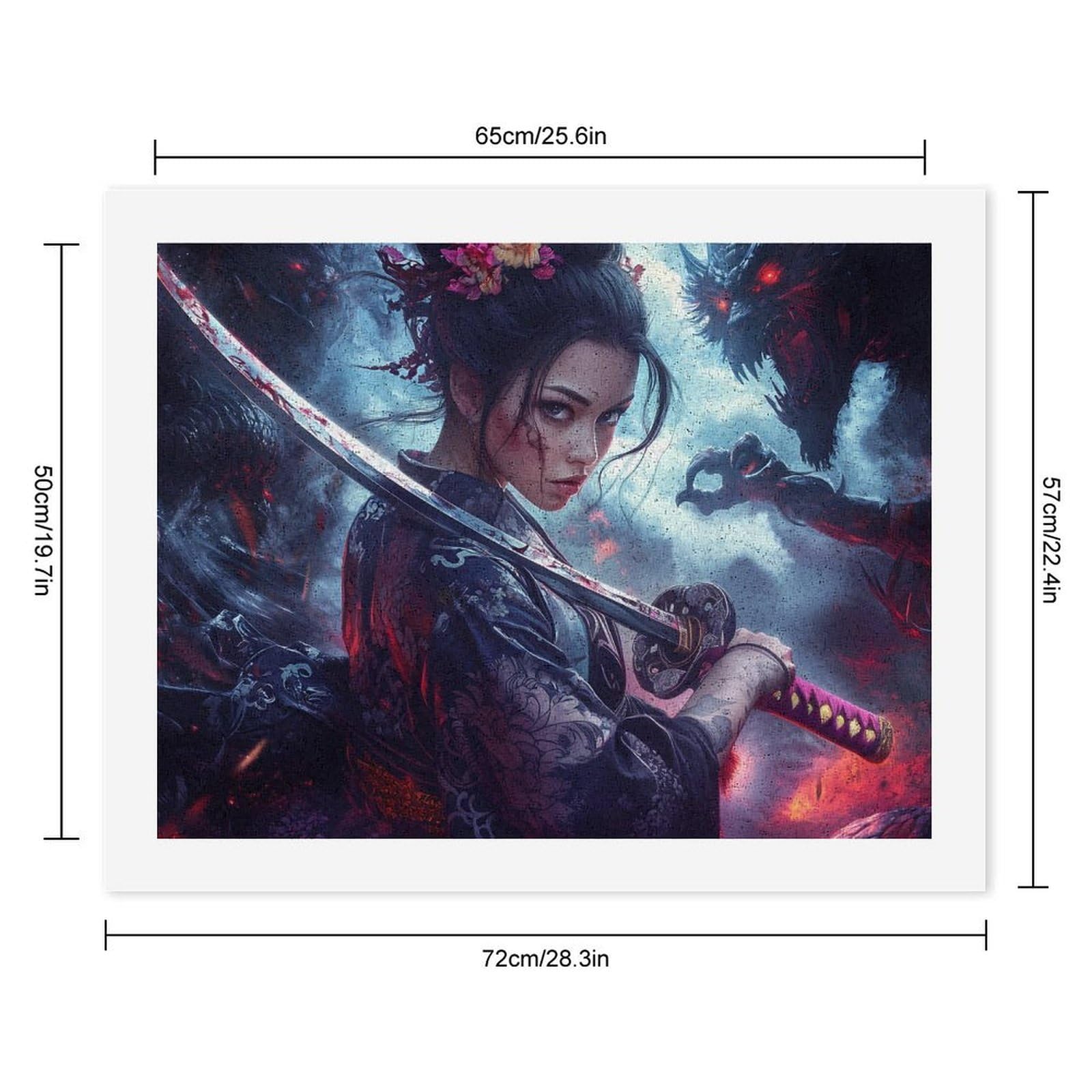 Lustiges Malen nach Zahlen für Erwachsene, Motiv: Samurai-Frau, Baumwolle, digitales Ölgemälde, Heimdekoration, Geschenk, 50 x 65 cm