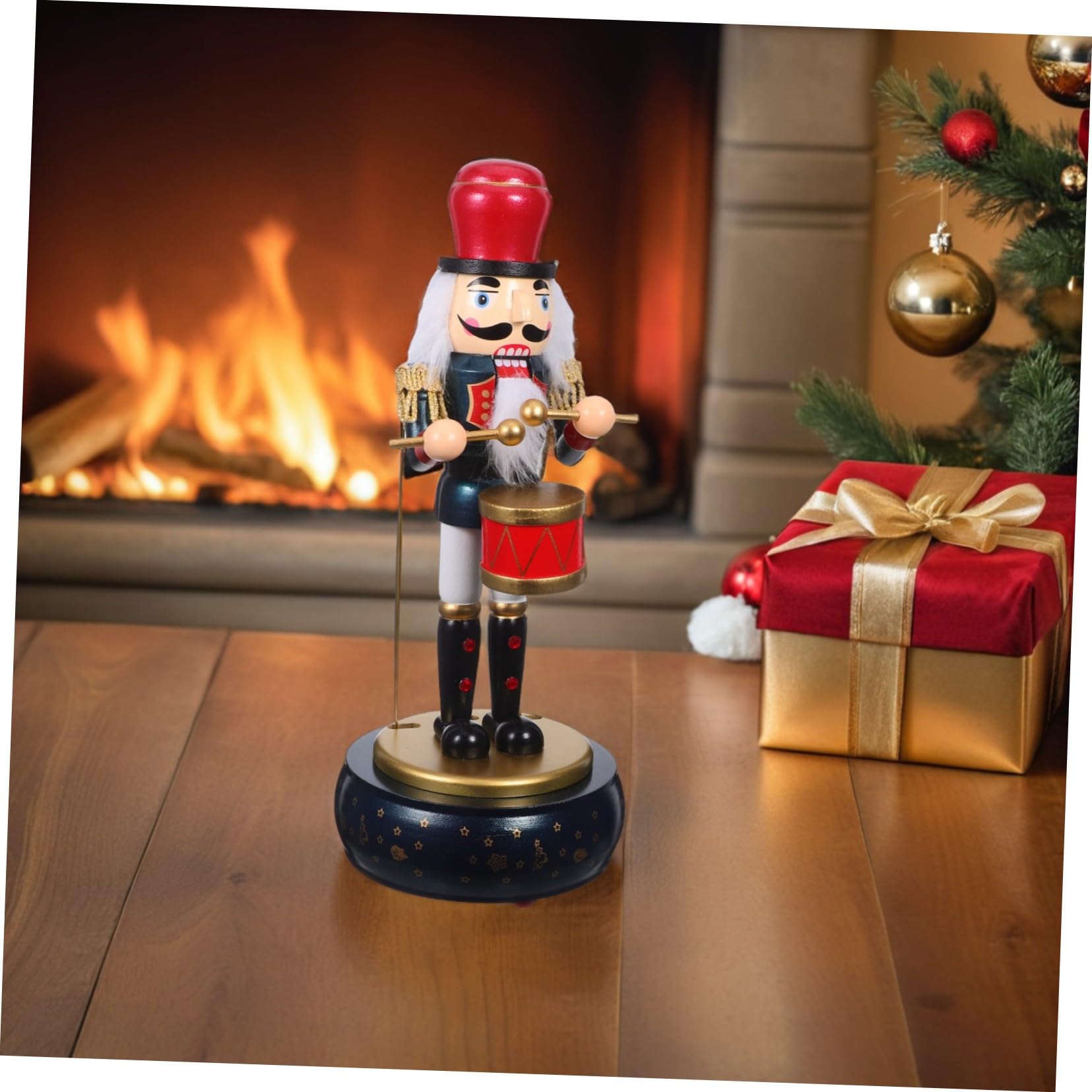 VICASKY Carillon Carica Manuale Tema Natalizio con Figurina Soldato Schiaccianoci in Legno Decorazione Musicale per Festa di Natale Melodie Rilassanti per Soggiorno