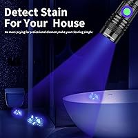 Vista 7 de DARKBEAM Linterna UV de 365 nm recargable de luz negra - Potentes mini linternas ultravioleta LED, lámpara portátil USB-C Woods - para detección