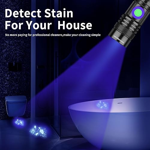 Miniatura 14 de DARKBEAM Linterna de luz negra UV de 395 nm, lámpara recargable de madera USB, potentes mini linternas de luz negra LED ultravioleta, curado de UV
