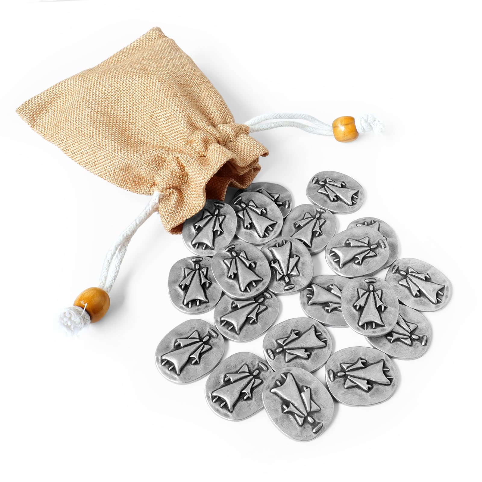 Enchanism Guardian Angel Coin with Pewter Figurines - Inspirational Little Angel Pocket Hug Token - Palm Angel Charms for Serenity Prayer - Spirit