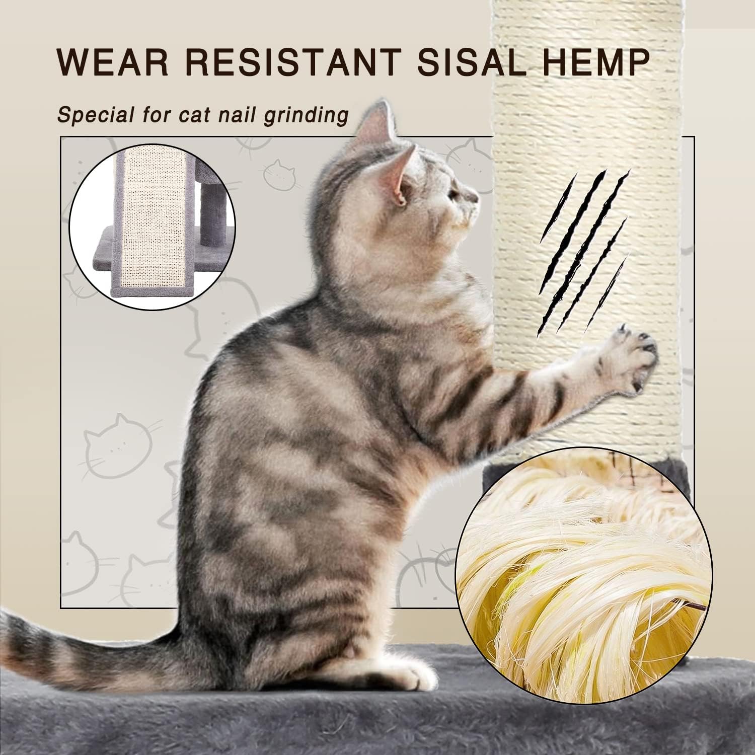 36 inches Cat Tower,Cat Tree for Indoor Cats with Scratching Posts Multi-Level Cat House with Ramp,Double Condos,Spacious Perch,Scratching Sisal Post and Dangling Balls for Kittens,Ashy