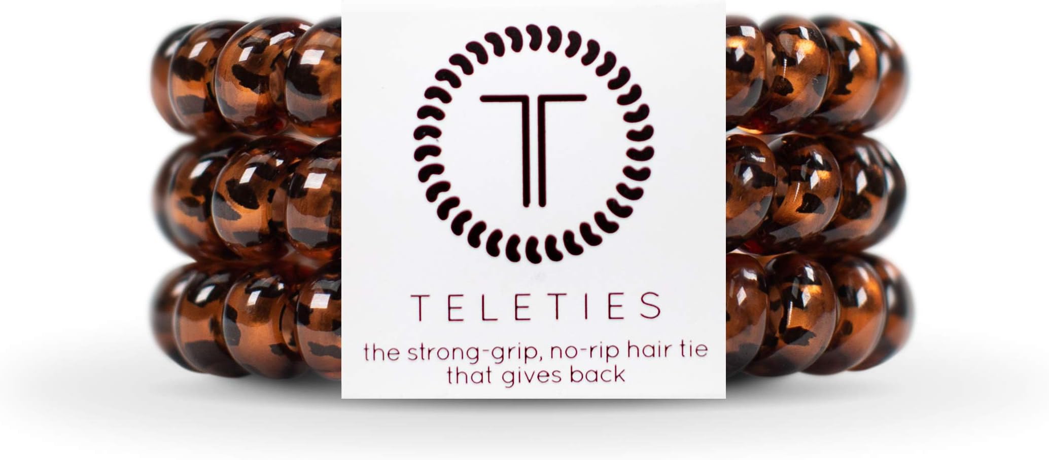 Spiral Hair Coils - Ponytail Holder Hair Ties for Women - Phone Cord Hair Ties - Strong Grip, No Rip, Water Resistant, No Crease Hair Tie Coils - 3 pack (Large, Tortoise)