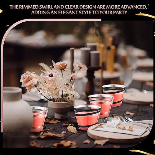 Vista 18 de Gejoy Vasos de plástico con borde de 9 onzas, vasos desechables para beber vino, vasos transparentes y elegantes de Halloween para suministros