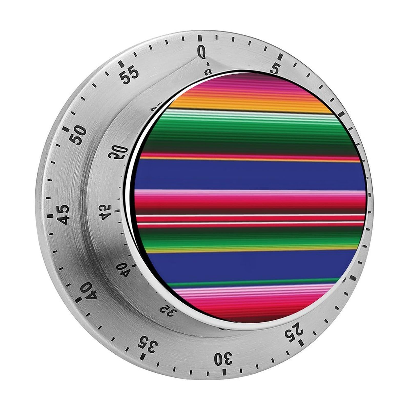 Novel Colorful Mexican Blanket Stripes Circular Rotating Timer, Suitable for Kitchen and Bedroom