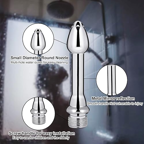 Miniatura 3 de 5 agujeros de aluminio nueva boquilla limpia la cabeza de ducha, limpiador de aluminio sistema de limpieza de enjuague (plata)