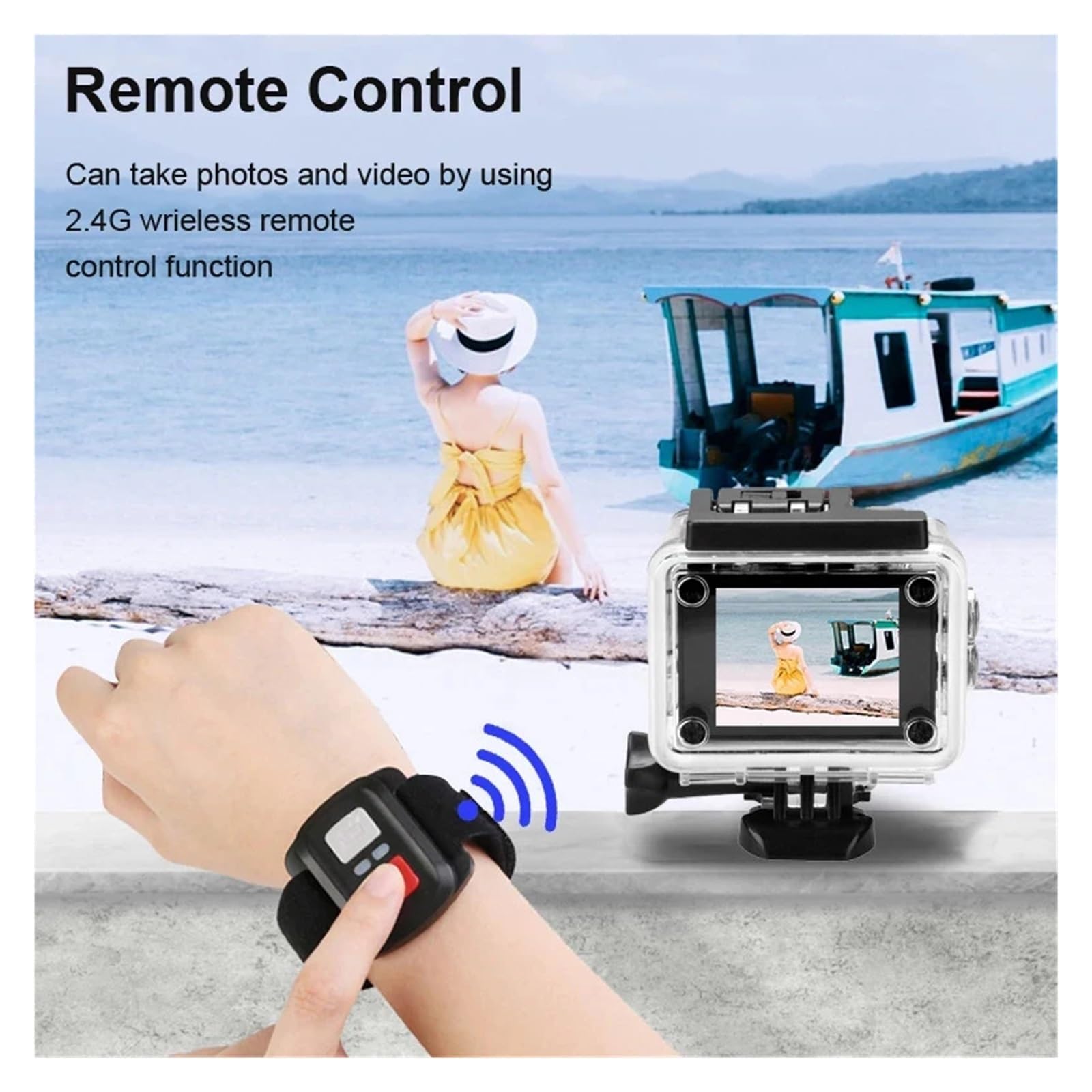 4K Macchina Fotografica di Azione 1080P/30FPS WiFi 2.0 "170D Subacquea Casco Impermeabile Videocamera Registrazione Telecamere Sportive Mini cam esterna(WHITE)