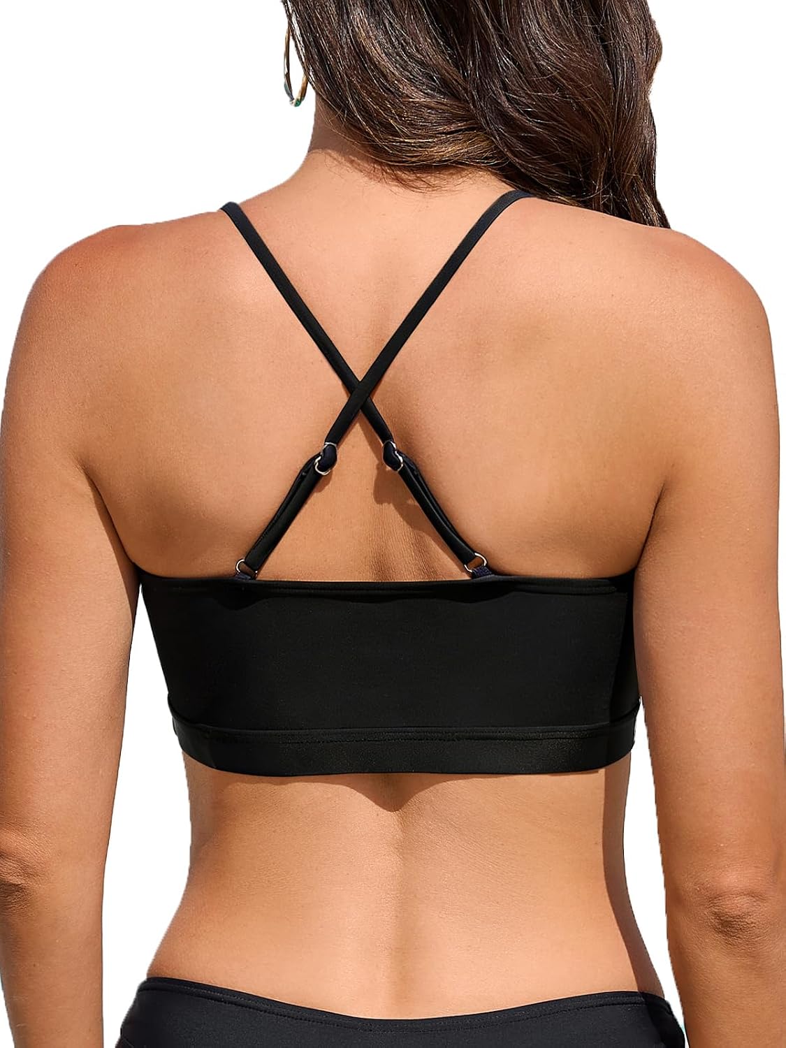 Women's Bikini Top Cutout Swim Suit Tops Adjustable Bathing Suit Top Only with Removable Padding