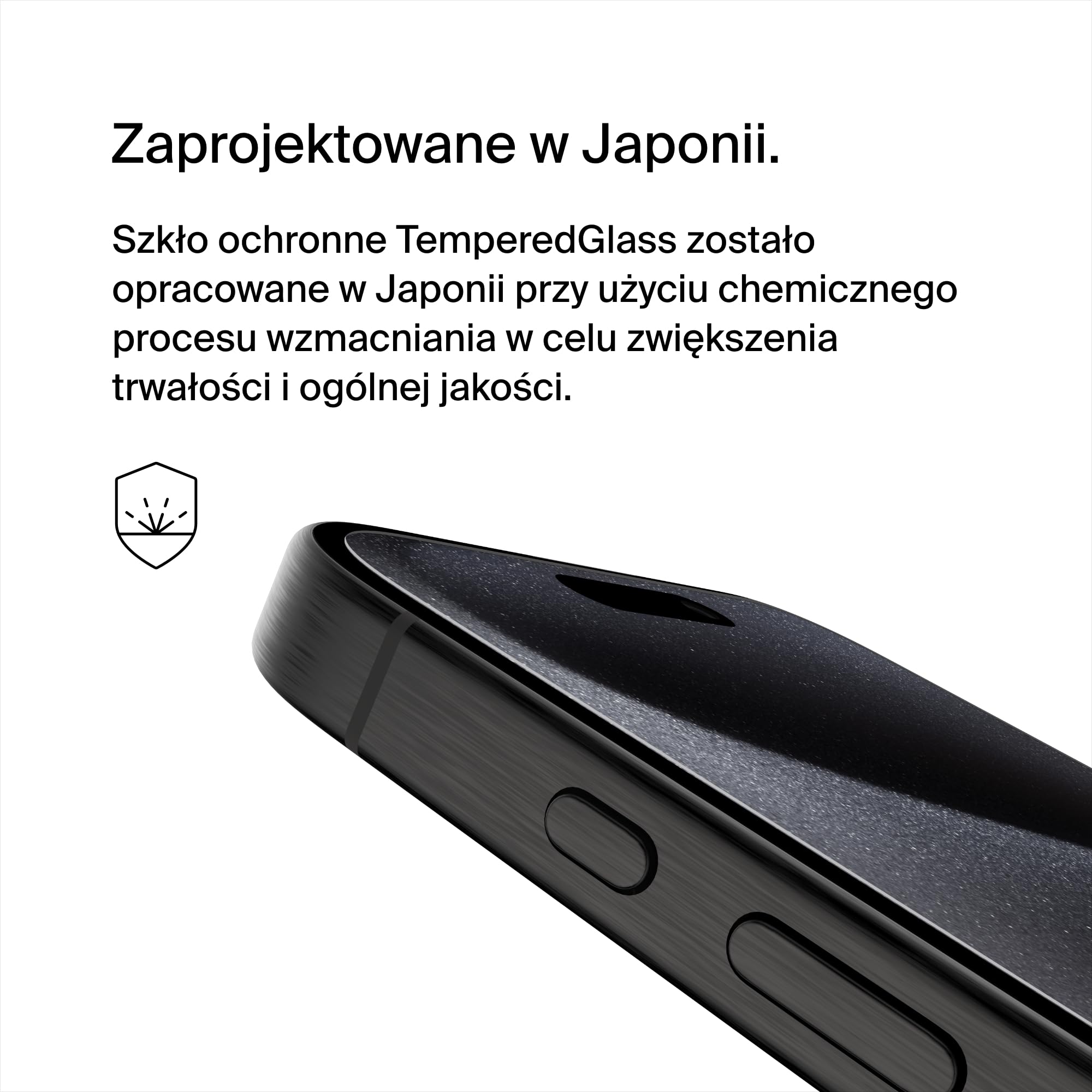 Belkin ScreenForce TemperedGlass Powlekane szkło ochronne, hartowane do iPhone’a 15 Pro, cienkie, przejrzyste, odporne na zarysowania, z ramką Easy Align do mocowania bez pęcherzyków powietrza
