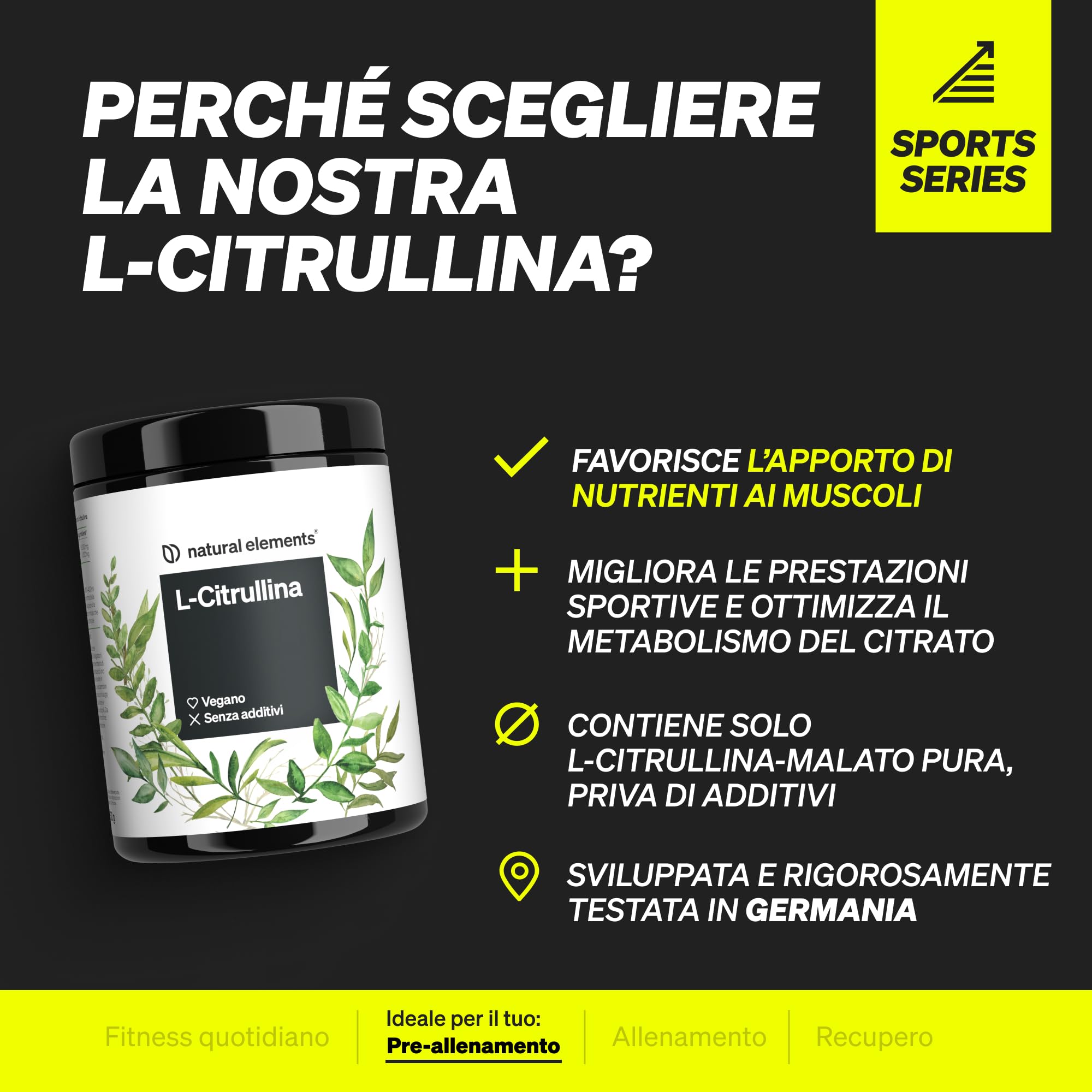 L-citrullina malato in polvere 2:1 – 500 g di polvere – ideale prima dello sport – vegano, elevata purezza, ad alto dosaggio, senza additivi – prodotto e testato in laboratorio in Germania
