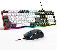 Vista 1 de MageGee GT838 - Combo de teclado y mouse para juegos, 104 teclas RGB retroiluminados silenciosos con cable para computadora portátil, PC MAC