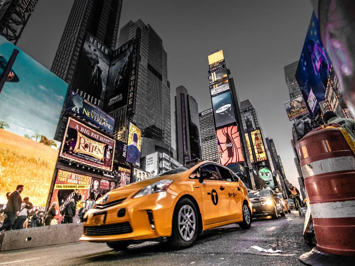 CALVENDO Puzzle Taxi Jaune à Times Square - Un Motif du Calendrier New York City - Color Glam Edition I 1000 Pieces 64 x 48 cm from Kurt Krause