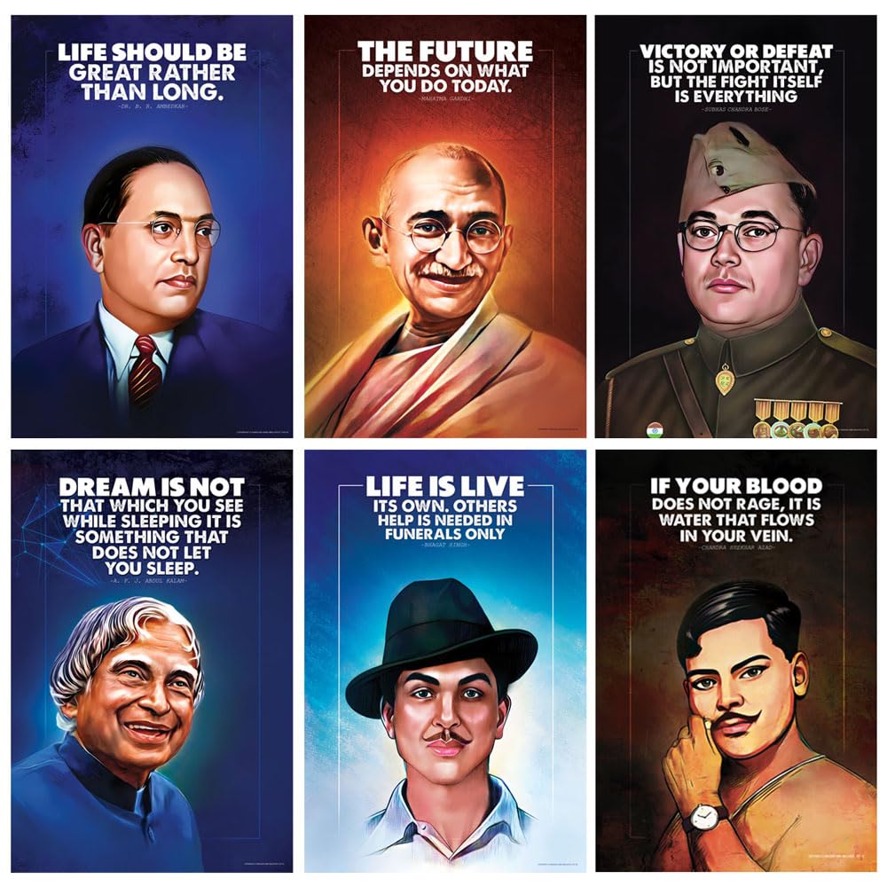 SWASUM Freedom Fighter of India Motivational and Inspirational Quotes (Self-Adhesive) Stickers, Poster 12X18 Each, Set Of 06, Vinyl (Self-Adhesive) (B0D11YBHRV) Amazon Price History, Amazon Price Tracker