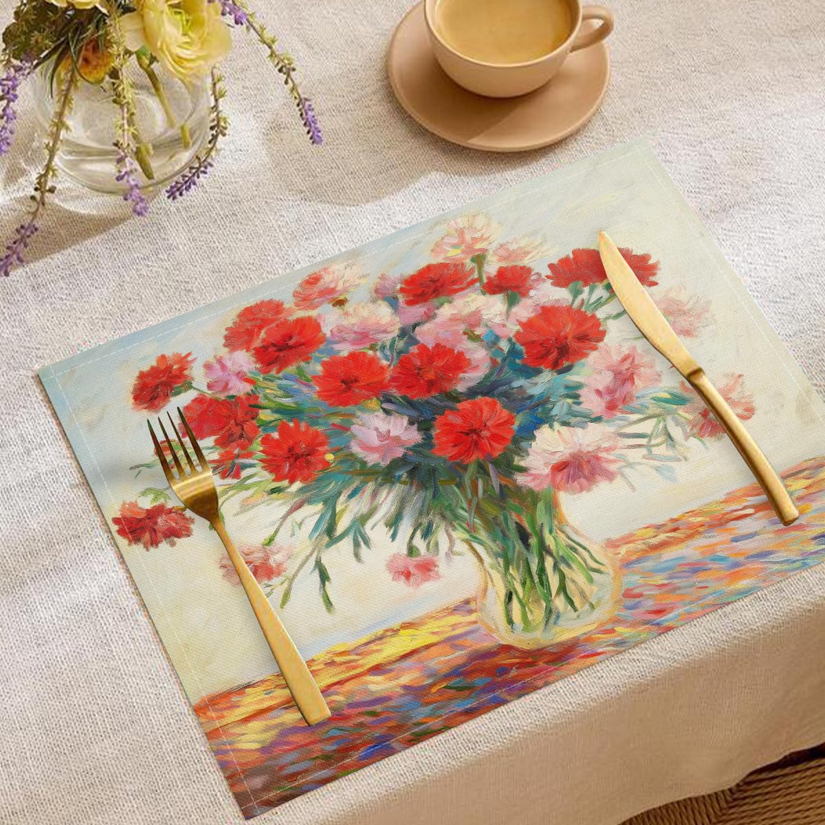 Set de table lavable style peinture à l'huile pour cuisine