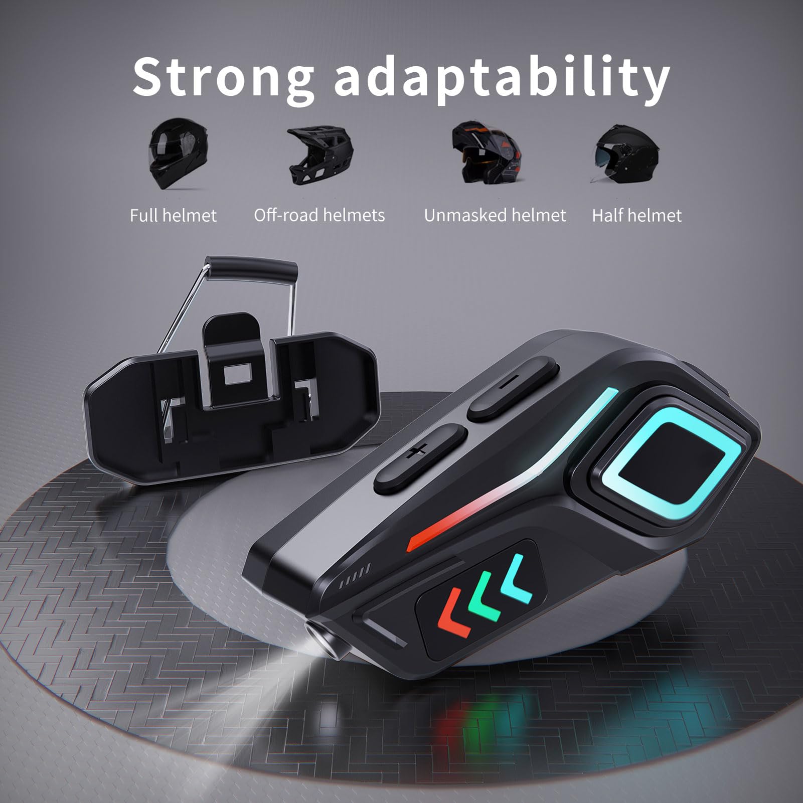 YUEHISY Motorcycle Helmet Speaker with IPX8, 800mAh High Capacity Battery for 40 Hours Playtime, Voice Aid, Flashlight, for All Helmets