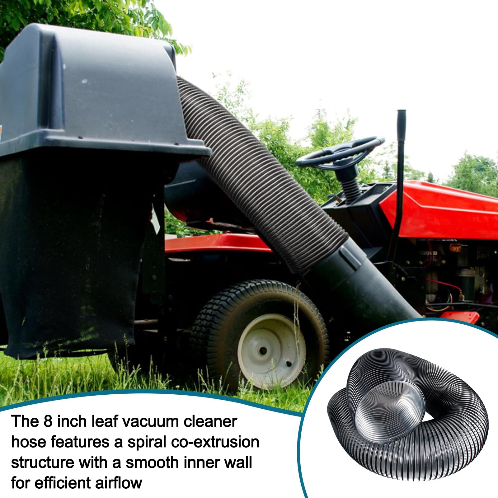 Manguera de vacío de 8 hojas, manguera de vacío de 8 pulgadas para manguera de vacío DR Leaf | Compatible con la mayoría de marcas Agri-Fab DR Trac Vac Cyclone