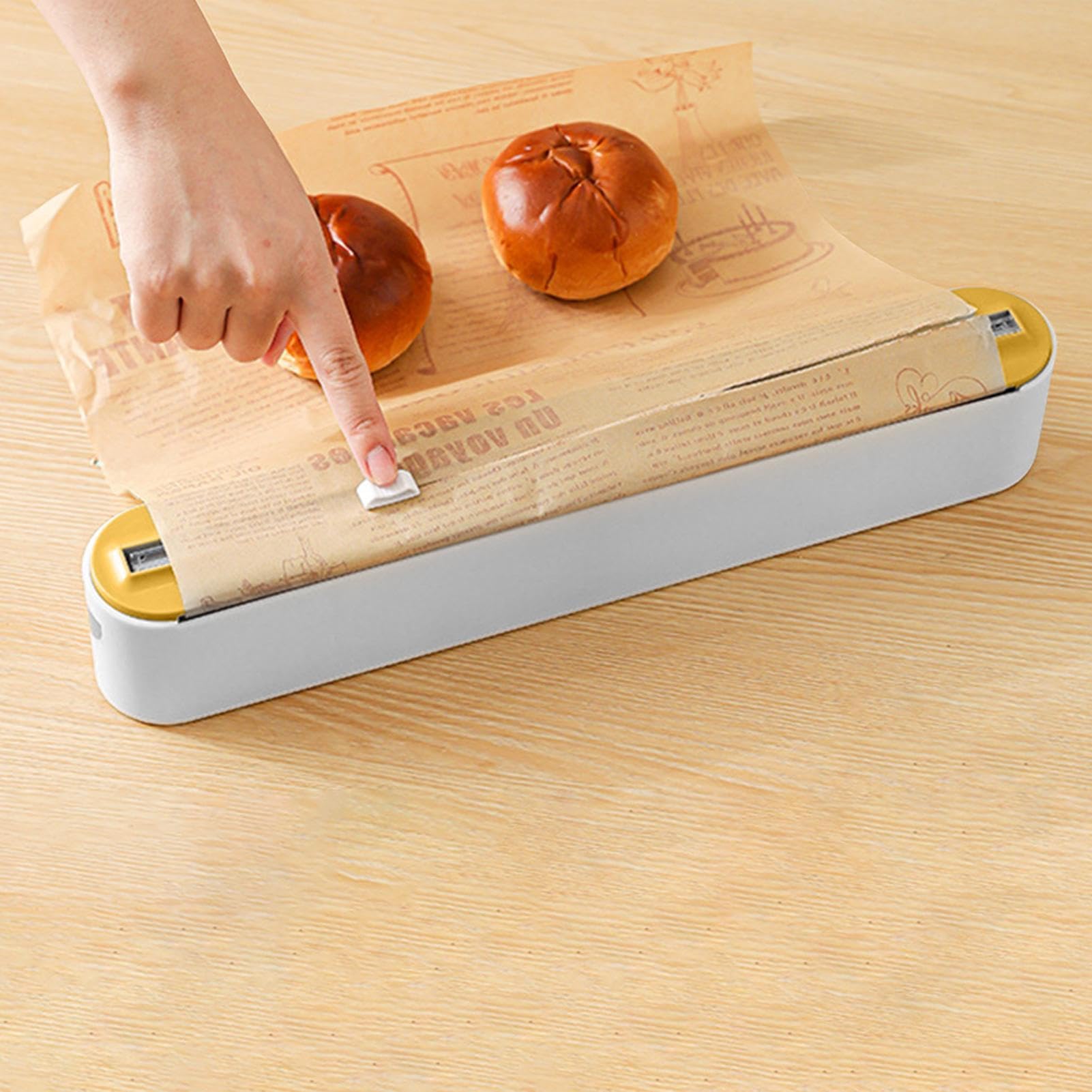 Magnetic Plas-tic Wrap Dispenser with Cutter, Refillable Cling Wrap Wax Paper Tin Aluminum Foil Dispenser Organizer, Food Cling Film Holder for Fridge, Fits 5.9