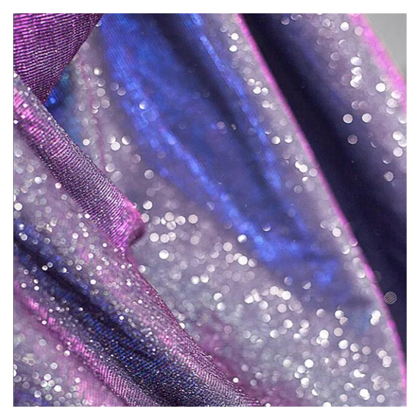 Ytbhshxz 9 Royal Blue-Purple Fabric Glitter， Fashionable Polyester Composite Glitter Fabric For Bridal Dress Decoration Multicolor 50X148cm(9 Royal Blue-Purple)