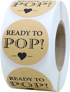Hybsk Kraft Paper Ready to Pop Baby Shower Stickers 1.5 inch Round 500 Labels per Roll
