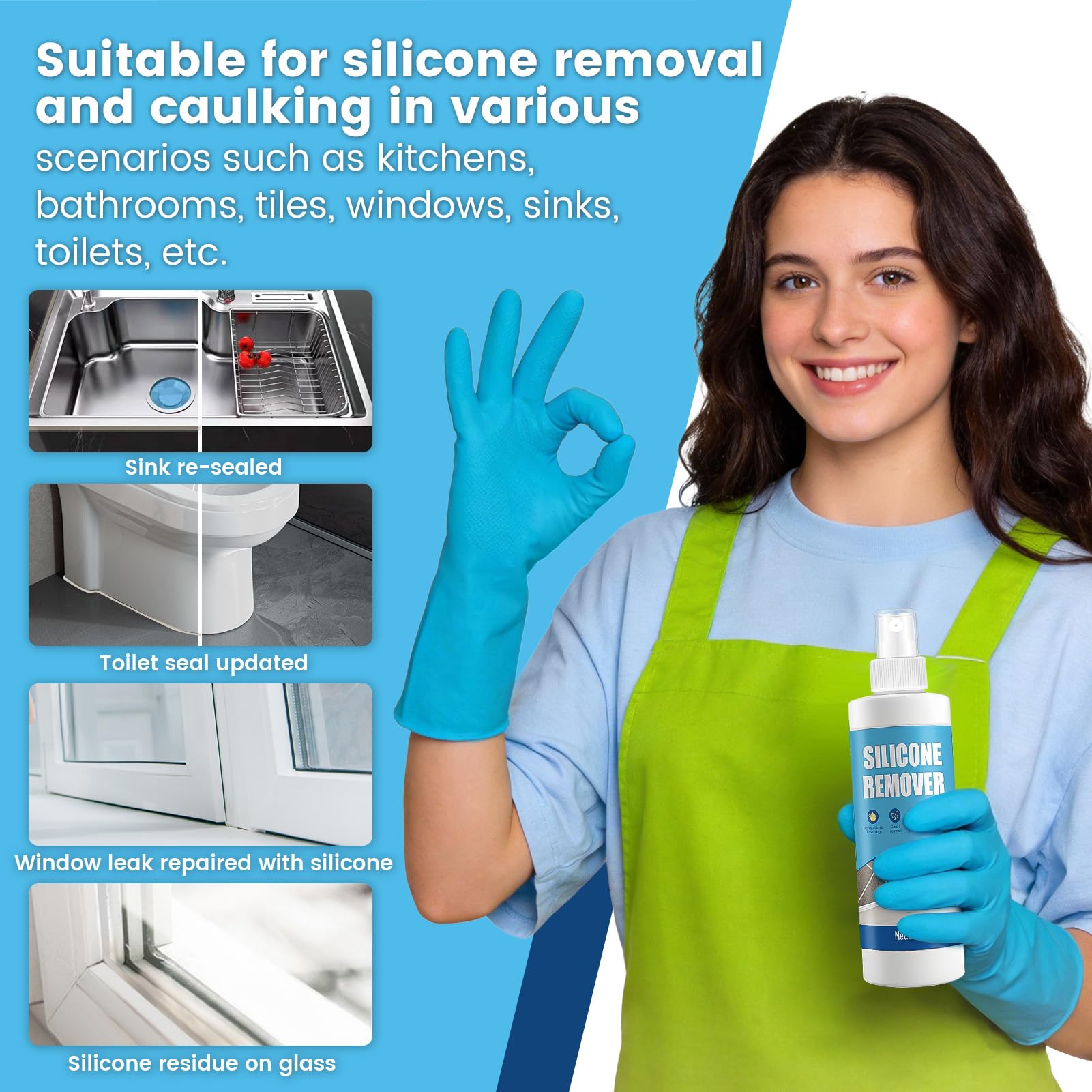 ALLONY Silikonfugenentferner, Silikon Entferner, Silikonentferner flüssig, Löst Ausgehärtetes Silicon, Silikonentferner Werkzeug, Silikon Entferner für Bad, Küchen Türen Fenstern, 200ML