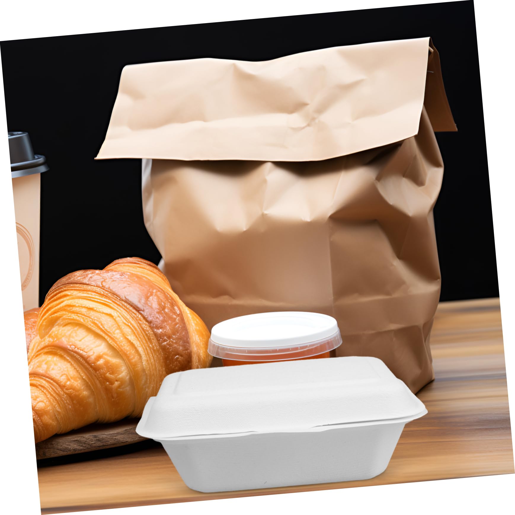 50 Scatole Usa e Getta per Asporto 600ml in Carta Bianca Biodegradabile Facile da Trasportare per Imballaggio Cibo e Confezionamento Dolci