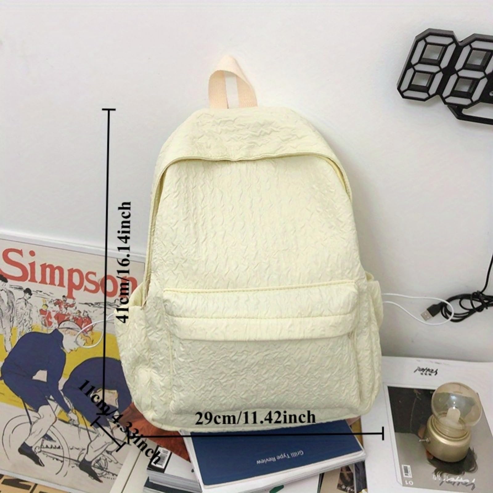 Zaino Imbottito, Scolastico Portatile Casual per Ragazzi della Scuola Superiore Ragazze Viaggio Giornaliero-Black