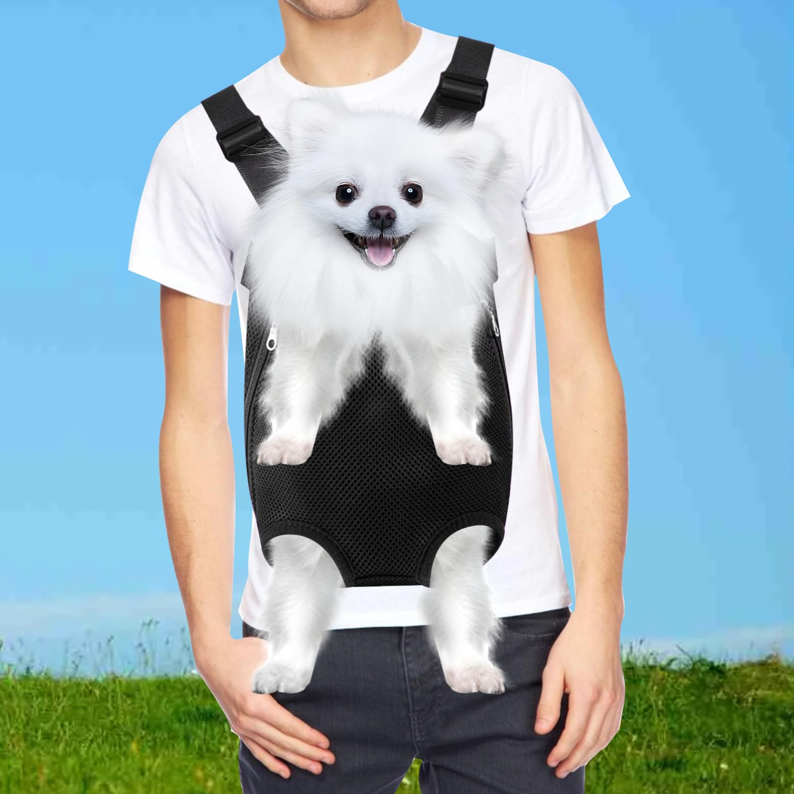 Dog Carrier Bag Dog Sling Breathable All-Round Bag Made of Canvas with Holes for Precise Attachment of Limbs Suitable for Small Pets Weighing 2.5 - Image 3